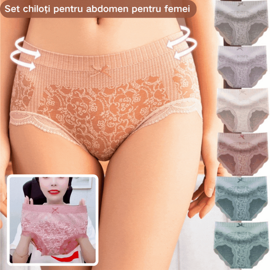 🔥【Cumpărați 4, primiți 4 gratuit】🔥Slip de damă cu talie înaltă, antibacteriană, absorbantă de umiditate