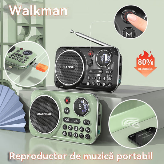 🎁【Ofertă limitată】Player muzical portabil cu radio Bluetooth, poate introduce carduri și unități flash USB